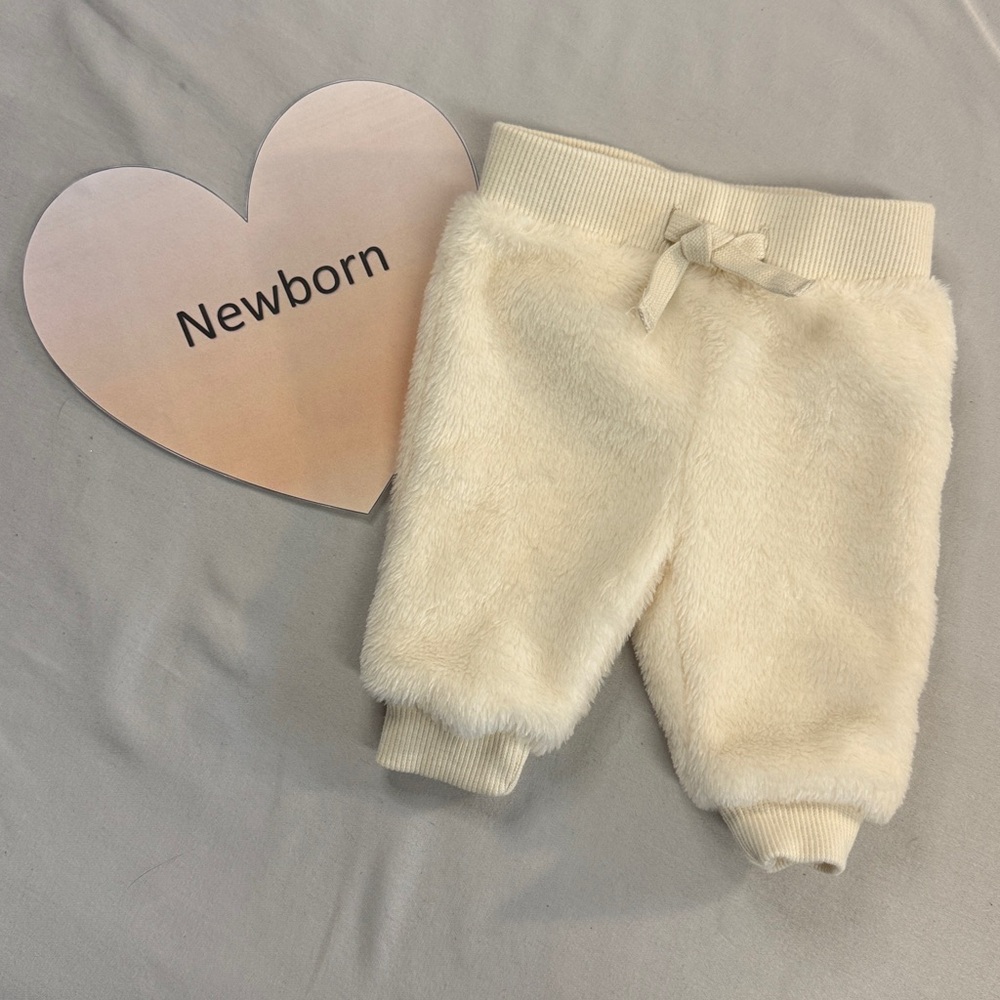 Gymboree LIKE NEW Cream plush Baby Pants with Ribbed Waist